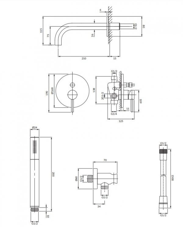 OMNIRES System zestaw prysznicowy podtynkowy miedź SYSYW01CP