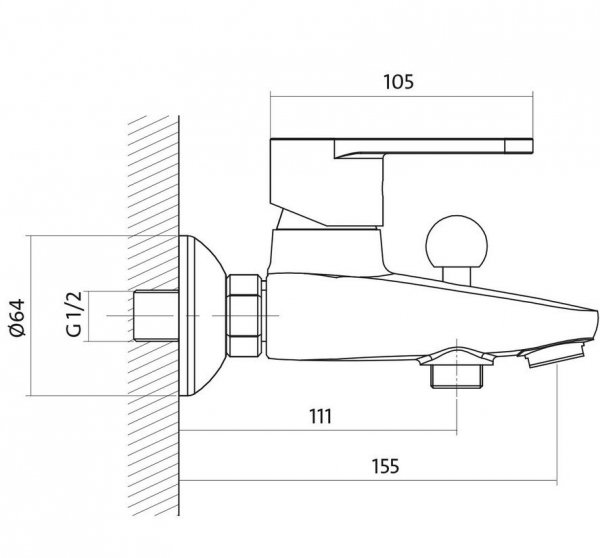CERSANIT - Bateria wannowo-natryskowa ścienna z przełącznikiem CARI Basic S951-002