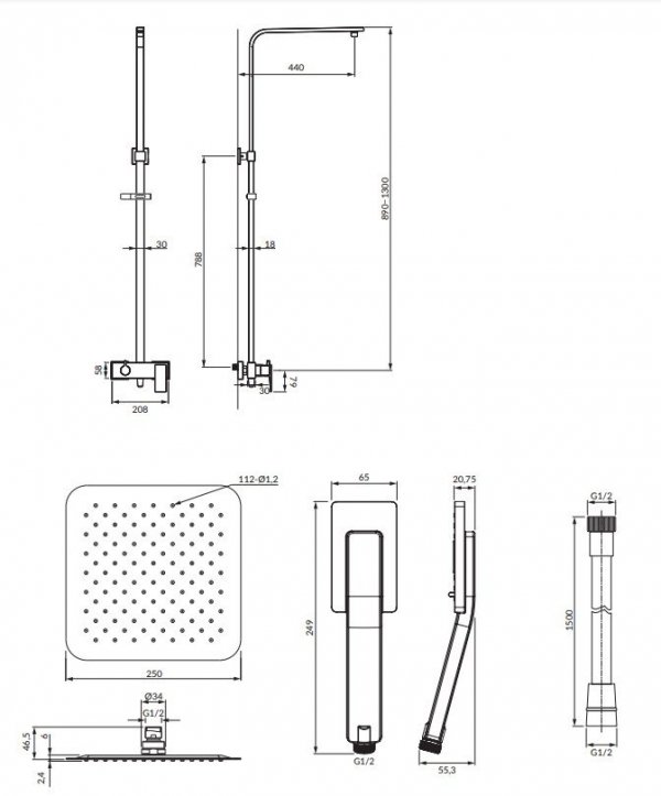 OMNIRES System zestaw prysznicowy natynkowy BARETTI chrom BA7844CR