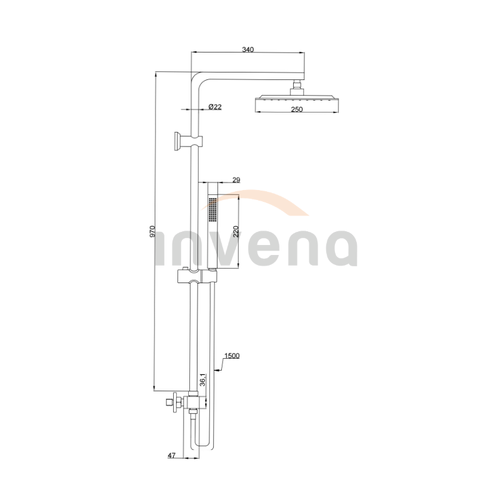 INVENA - Zestaw natryskowy SVART z baterią termostatyczną  AU-85-001-X