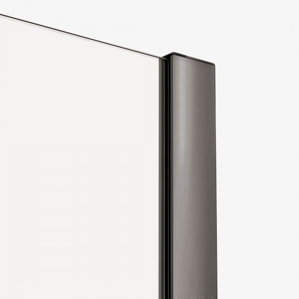 NEW TRENDY Drzwi wnękowe SMART GUNMETAL BRUSHED 1D U 180x200 szkło czyste 8mm Active Shield 2.0 - WIESZAK EXK-7832