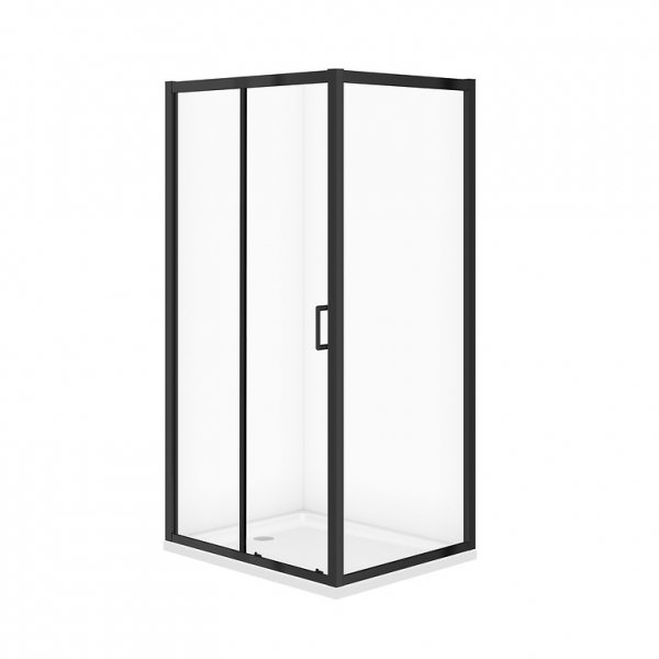 CERSANIT - SET C709: Kabina prostokątna ARTECO 100x80x190 czarna szkło transparentne + brodzik TAKO biały 4 cm  S913-027