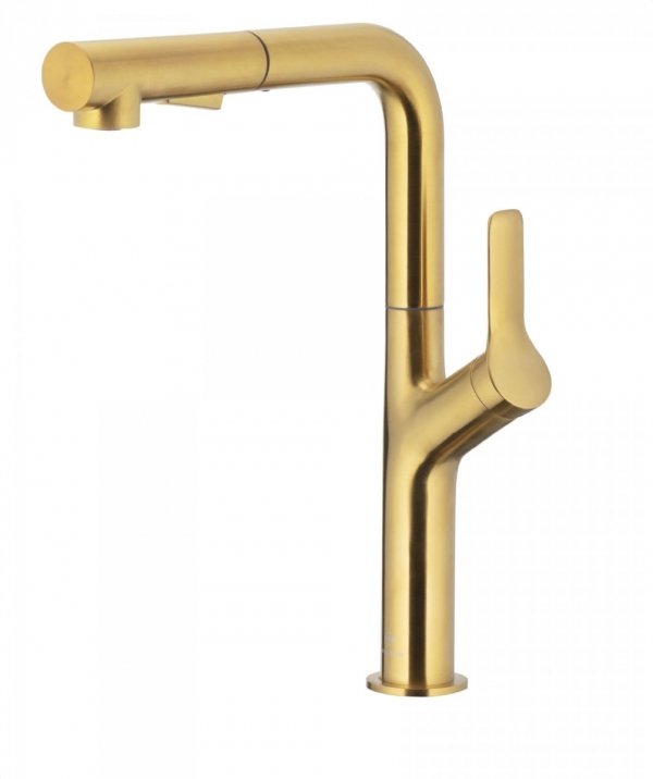 ARMATURA KRAKÓW KFA Bateria kuchenna DUERO DESIGN GOLD Z WYCIĄGANĄ WYLEWKĄ 6623-220-31 + dozownik płynu do naczyń 990-100-31