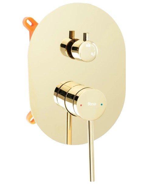 REA - Zestaw Prysznicowy Natryskowy Podtynkowy OVAL Gold/Złoty BOX