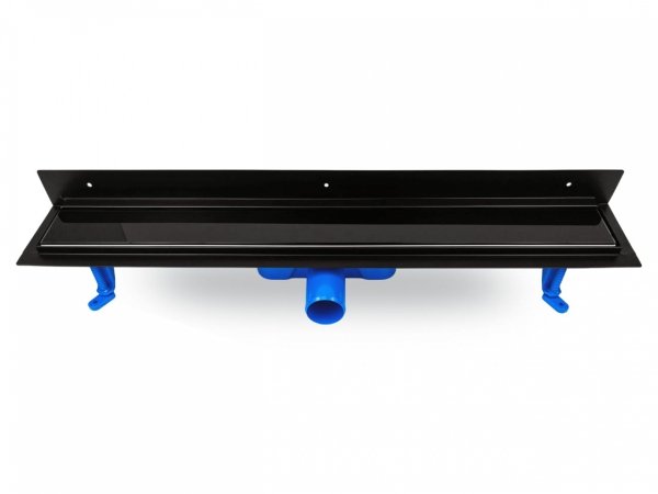 OKEDA Czarny przyścienny odpływ liniowy OKEDA® PRIME LINE™ - BLACK GLASS - RUSZT CZARNE SZKŁO 50cm 21500.06.BLACK