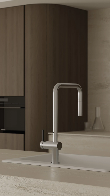 DEANTE Bateria kuchenna z wyciąganą wylewką MOMI stal szczotkowana BKM_F73N