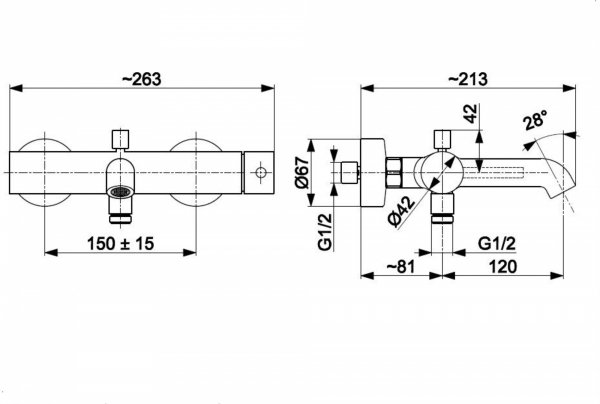 ARMATURA KRAKÓW KFA bateria wannowa pozioma MOZA WHITE 5034-020-44