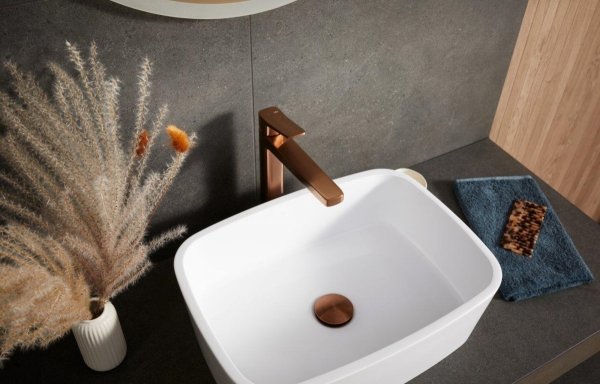 ARMATURA KRAKÓW KFA Bateria umywalkowa nablatowa MALAGA BRUSHED ROSE GOLD 4522-712-34