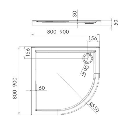 AQUAFORM - Brodzik prysznicowy półokrągły SLIM biały 80X80X5/3 R550  