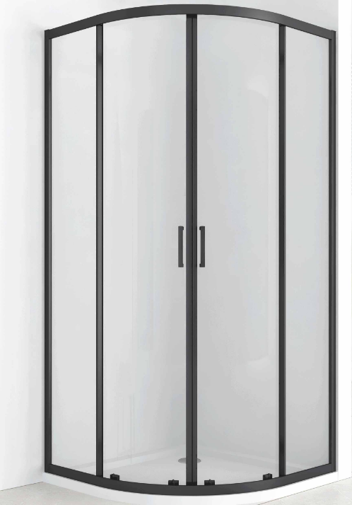 AQUAFORM Kabina prysznicowa półokrągła AZUL 80x80x185 szkło transparentne 5mm profil czarny mat AQ.100-501103