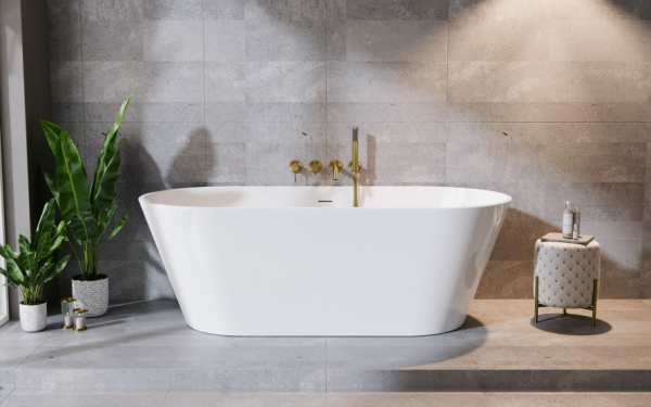BESCO Wanna wolnostojąca Deeva 150x75 + maskownica odpływu czarna matt #WWA-150-DCZ