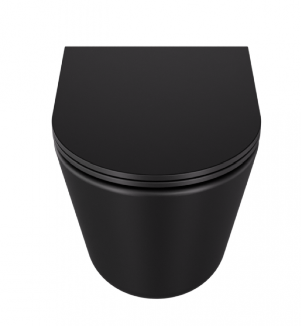 BESCO Miska WC Laax Ergo Matt Black plus deska toaletowa wolnoopadająca Laax Black #ZLAE-C-DLC