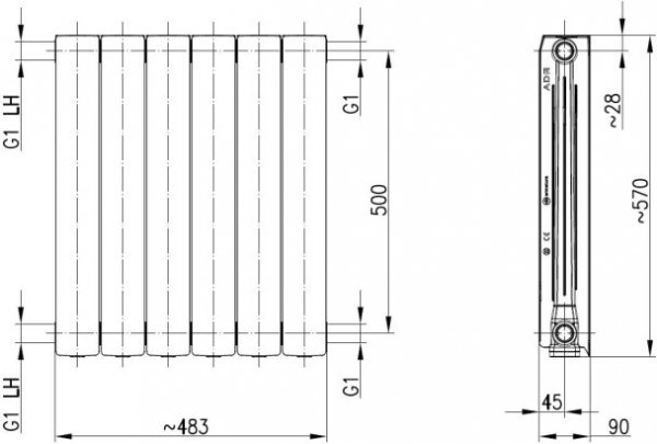 KFA ARMATURA KRAKÓW - Grzejnik aluminiowy ADR 500 6-elementowy  763-060-44