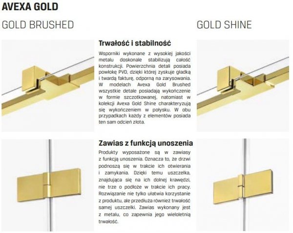 NEW TRENDY Kabina przyścienna AVEXA GOLD SHINE 100x90x200 EXK-2138 POLSKA PRODUKCJA