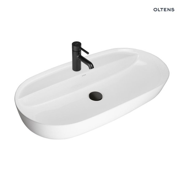 OLTENS Hamnes Thin umywalka 80x40 cm nablatowa owalna z powłoką SmartClean biała 41815000