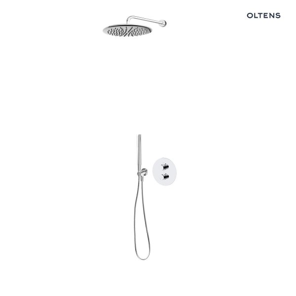 Oltens Zestaw Katla bateria podtynkowa termostatyczna z deszczownicą 30 cm Sondera i kompletem prysznicowym Ume chrom 36608100