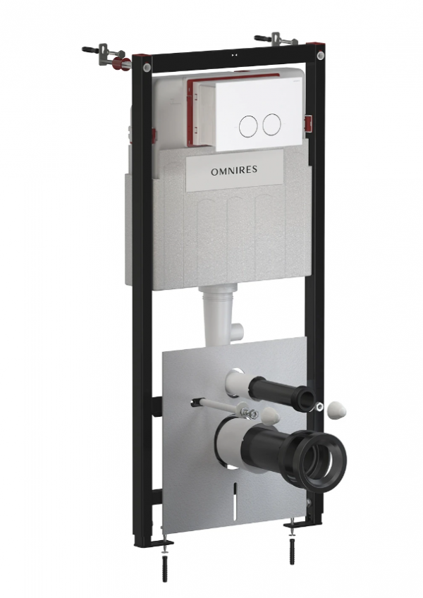OMNIRES STRONGFRAME stelaż podtynkowy do miski toaletowej z ECO spłukiwaniem + MINIMAL przycisk spłukujący FLUSH SET biały mat STFWCECO1M-RWM
