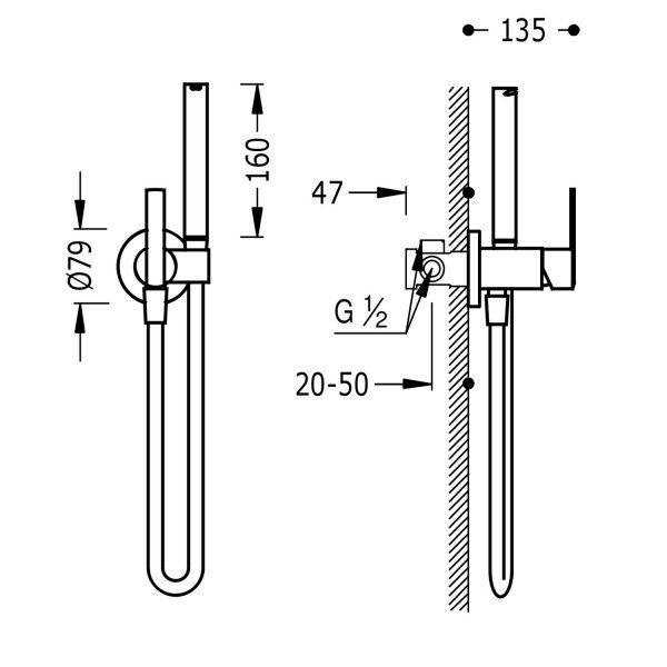 TRES LEX-ALP Bateria jednouchwytowa podtynkowa z natryskiem do toalety-181223