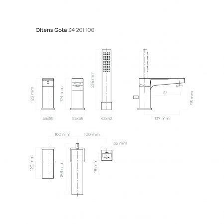 OLTENS Bateria wannowa 3-otworowa chrom GOTA 34201100