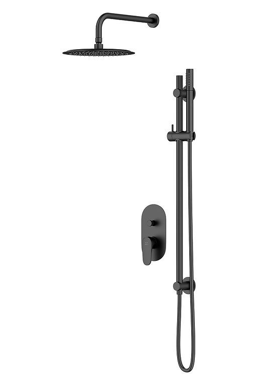 CERSANIT - Set b261 zestaw podtynkowy INVERTO czarny z baterią wannowo-natryskową, uchwyty 2 design in 1: czarny i złoty  S952-006