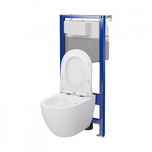 CERSANIT - Set 250 - stelaż podtynkowy AQUA 50 MECH QF + miska zawieszana ZEN by Cersanit CleanOn + deska Slim antybakteryjna, wolnoopadająca, z funkcją łatwego wypinania  S701-926