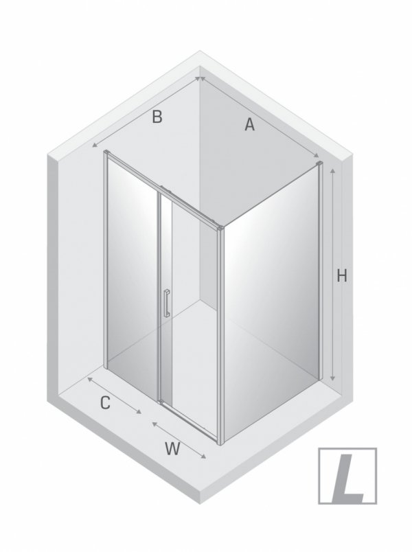 NEW TRENDY Kabina prysznicowa PRIME GUNMETAL BRUSHED 1D prostokątna P 140x70x200 szkło czyste 6mm Active Shield 2.0  D-0894A/D-0352B