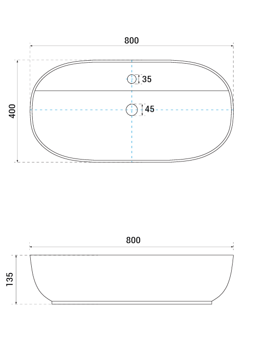 BESCO Umywalka nablatowa Anes Cera-Line 80 UNC-80-ANB