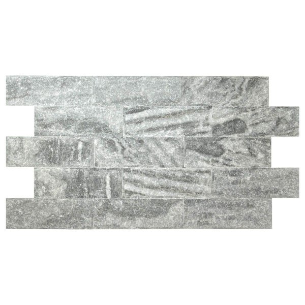 CAPITILE  - Płytka kamienna Cloudy Black C. Brick - marmur Cloudy Black łupany, naturalny 30x10x1,5 cm /opakowanie 0,66m2/