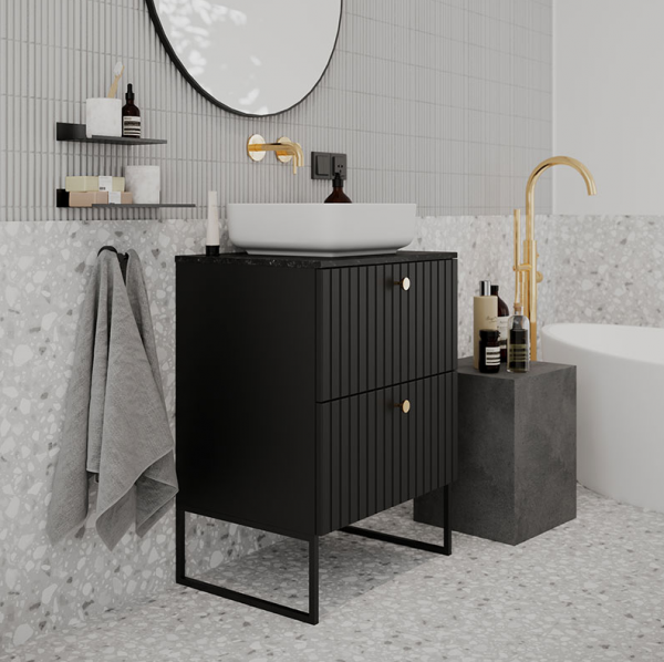 DEFTRANS szafka pod umywalkę z dwiema szufladami 60x60 Fuego D60 CZARNY MAT 001-D-06023