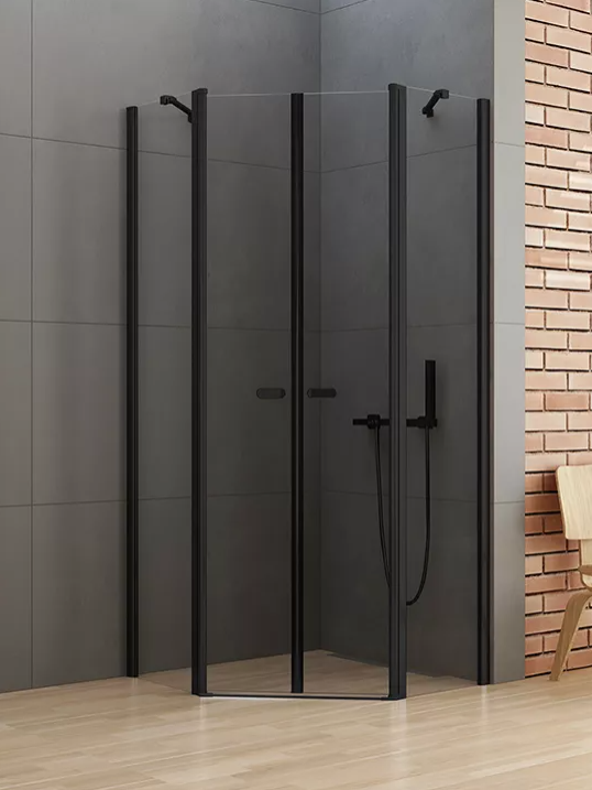 NEW TRENDY Kabina prysznicowa pięciokątna NEW SOLEO BLACK 80x80x195 K-0616