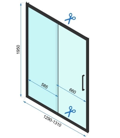 REA - Kabina Prysznicowa Przyścienna RAPID SLIDE Black-Czarna  /drzwi 130 + ścianka 100 x2 + ramię x2/