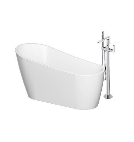 CERSANIT - Set B721: wanna wolnostojąca owalna ZEN 167x72 z baterią wolnostojącą INVERTO chrom  S601-140