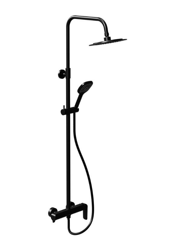 EXCELLENT Clever 2.0 zestaw prysznicowy ścienny z deszczownicą 25 cm, czarny soft AREX.4181BS
