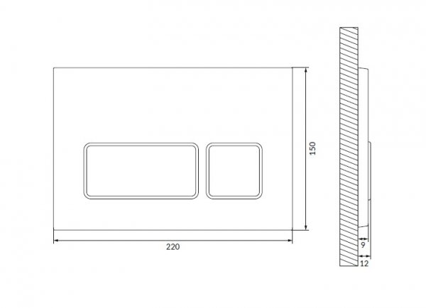 CERSANIT - Przycisk spłukujący BLOCK by Cersanit w kolorze czarny matowy z klawiszami owalnymi w kolorze złoty błyszczący  K97-0400