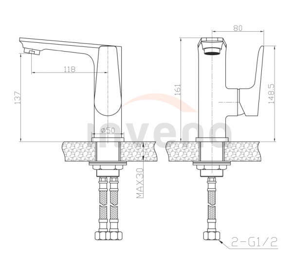 INVENA Bateria umywalkowa niska DOKOS BU-19-0B1-V 