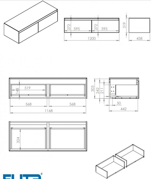 ELITA SZAFKA KOMODA SPLIT SLIM 120 2S FOREST GREEN MATT Z BLATEM PDW 168950