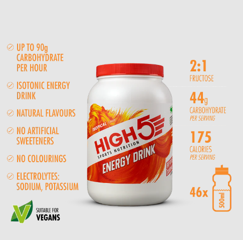 High5 Energy Drink napój węglowodanowy z elektrolitami o smaku tropikalnym 2,2 KG