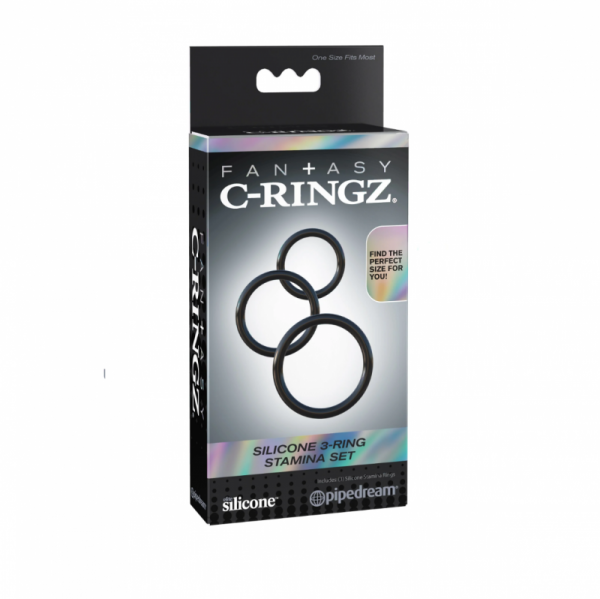 3 silikonowe pierścienie Pipedream Fantasy C-Ringz Silicone 3-Ring Stamina Set