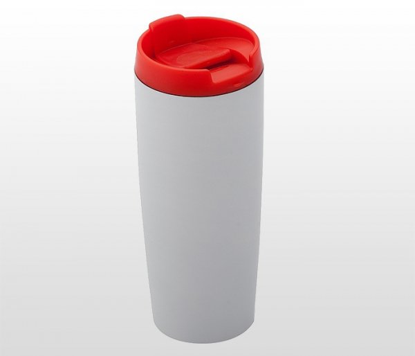 Kubek termiczny 390 ml LADY PLUS (biało-czerwony)