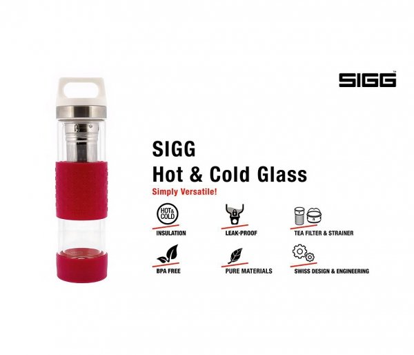 Termos szklany SIGG WMB z zaparzaczem HOT &amp; COLD Glass 400 ml Aqua