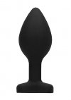 Diamond Heart Butt Plug - Large - Black