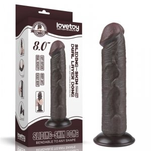 8'' Sliding Skin Dual Layer Dong Black