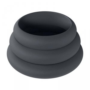 Wide O Silicone Cockring Set of 3 - S/M/L - Black