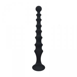 Ribbed Silicone Flared Anal Probe - Black