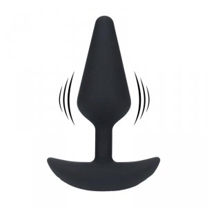 Classic Vibrating Silicone Anal Plug - M - Black