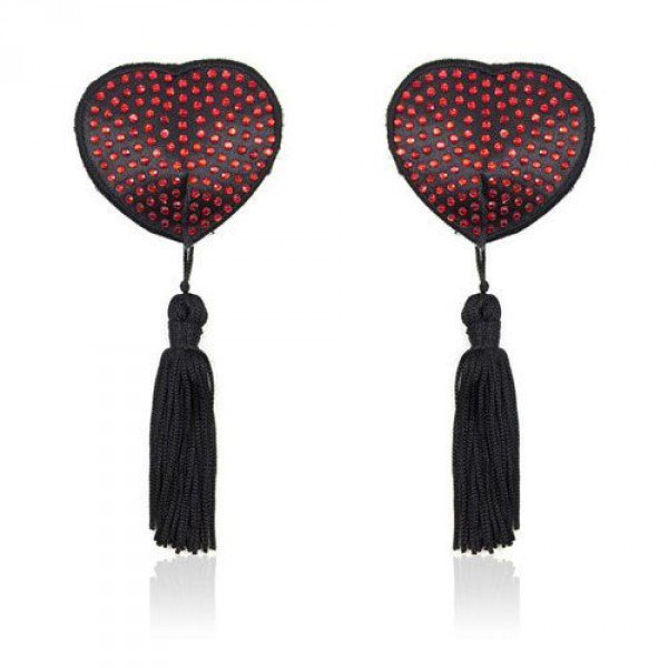 Bielizna-Heart shine nipples tassels (rosso)