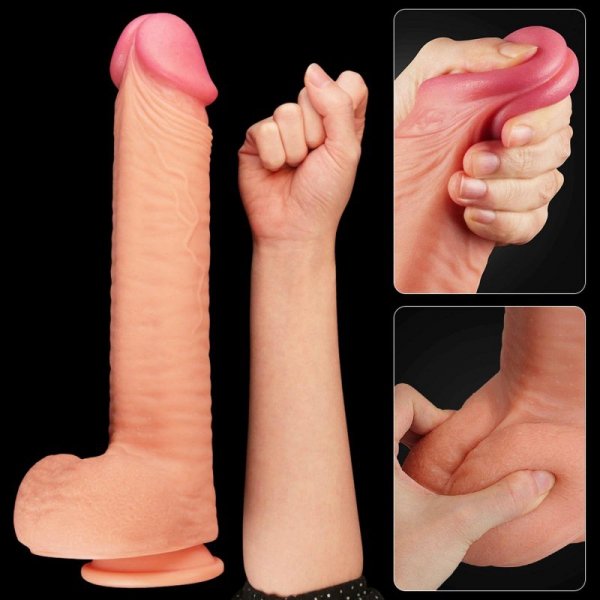 12&quot;&quot; Dual Layered Platinum Silicone Cock