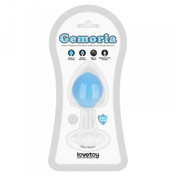 Gemoria Silicone Butt Plug (Glow-In-The-Dark) - blue