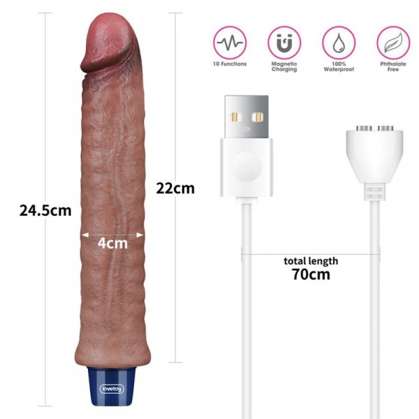 9.5&quot; REAL SOFTEE Rechargeable Silicone Vibrating Dildo