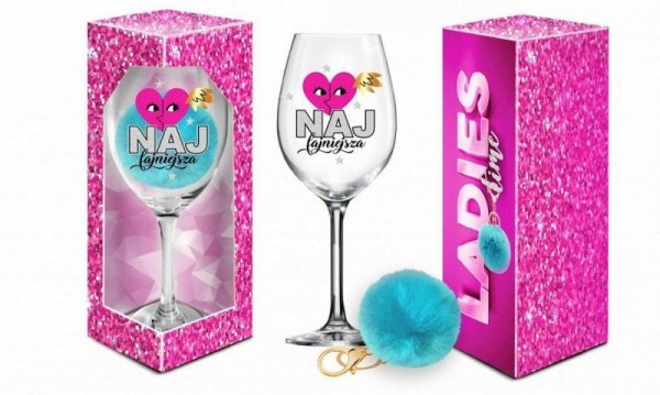 LADIES TIME - kieliszek do wina Signoria 700ml + pompon  - Najfajniejsza